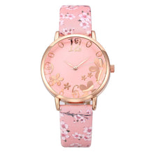 将图片加载到图库查看器，Girl Luxury Watch Women New Fashion Embossed Flowers Small Fresh Printed Belt Dial Watch Female Student Quartz Watch For Women and Girls
