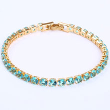 Load image into Gallery viewer, Luxury 4mm Diamond Shiny Elegant Cubic Zirconia Tennis Bracelets Iced Out Chain Crystal Wedding Bracelet For Women and Men In Modern Gold Silver and Colorful Design
