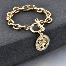 将图片加载到图库查看器，Modern New Fashion Elegant Chain Medalon Bracelet Amazing Luxury Classic Bracelet Women's Gold Bracelets Vintage Tree Of Life
