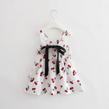 将图片加载到图库查看器，Luxury Modern Summer Girl Dress Children Kids Cherry Dress V-Back Dress Baby Cotton Kids Vest halter dress For Girls

