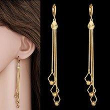 Load image into Gallery viewer, Women's Long Tassel Drop Earrings For Women Wholesale Female Gold Color Elegant Kpop Bridal Party Jewelry EH334 Oorbellen
