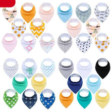 Load image into Gallery viewer, 8PCS/SET Comfortable Colorful 100% Organic Cotton Adjustable Snaps Bandana Saliva Bibs For Baby Boys &amp; Girls Kids
