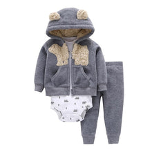 Load image into Gallery viewer, Modern Popular New Set Baby Cotton Long Sleeve Hooded Jacket Pant And Rompers For Newborn Outfits Unisex Clothing

