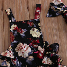 将图片加载到图库查看器，2PCS Newborn Toddler Baby Girls Clothes Flower Romper Sleeveless Jumpsuit Outfits Headband Clothes IWth Bow In Elegant Floral Design
