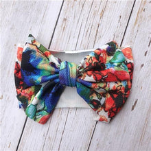 Load image into Gallery viewer, Modern Luxury Newborn Large Bow Cotton Rainbow Print Headwrap Baby Girl Fabric Messy Bow Turban Headband
