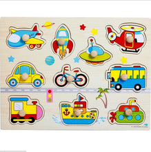 将图片加载到图库查看器，Kid Early Educational Table With Shapes of Vegetables and Animals Baby Hand Grasp Wooden Puzzle Toy Alphabet And Digit Learning Education Child Wood Toy
