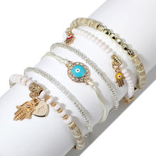 Load image into Gallery viewer, Ethnic Hand Heart Eye Adjustable Pendant Layered Bracelets Set for Women Beads String Bracelet Bangle Anklets Luxury Jewelry For Women
