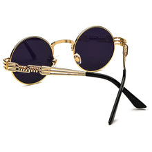 将图片加载到图库查看器，Peekaboo vintage retro gothic steampunk mirror sunglasses gold and black sun glasses vintage round circle men UV gafas de sol
