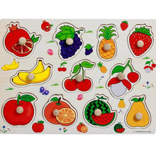 将图片加载到图库查看器，Kid Early Educational Table With Shapes of Vegetables and Animals Baby Hand Grasp Wooden Puzzle Toy Alphabet And Digit Learning Education Child Wood Toy

