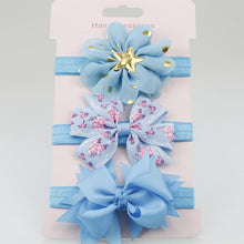 将图片加载到图库查看器，Luxury Modern Handamde 3PCS Set Elastic Flower Headbands for Baby Girls Hair Accessories Baby Girls Bows Nylon Bow For Girls
