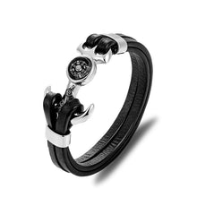 Load image into Gallery viewer, New Elegant Fashion Multi-Layer Leather Luxury Stainless Steel Charm Bracelet Skull Compass Anchor Couple Survival Bracelets Bangles Cool For Men And Women
