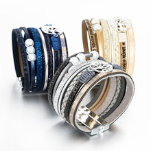 Load image into Gallery viewer, High Quality Handmade Elegant Fashion Luxury Modern New Amazing Charm Pearl Life of tree Leather Bracelets For Women
