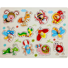 将图片加载到图库查看器，Kid Early Educational Table With Shapes of Vegetables and Animals Baby Hand Grasp Wooden Puzzle Toy Alphabet And Digit Learning Education Child Wood Toy
