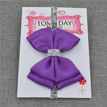 Load image into Gallery viewer, Luxury New Baby Hair Bow Flower Headband Silver Ribbon Hair Band Handmade Hair Accessories Bow for Children
