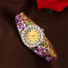 将图片加载到图库查看器，Elegant  Watch Gold Luxury Women Watch Colorful Abstract Enamel Paint Crystal Rhinestone Bangle Wristwatches Bracelet Watch For Women Ladies and Girls
