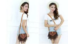 Load image into Gallery viewer, Bohemian bag Boho Free Spirit Tassel Cross Body Purse Retro Hippie Designer Women's Gypsy Fringe Bohemian Shoulder Bag
