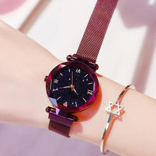 将图片加载到图库查看器，Women's Fashion Starry Sky Watches Magnet Buckle Mesh Belt Diamond Quartz Watch Women Dress Clock For Women and Girls
