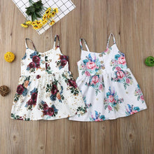 将图片加载到图库查看器，Toddler Baby Girls Flower Dress with Sleeveless V Neck dress for Party  Holiday Beach Day For Girls
