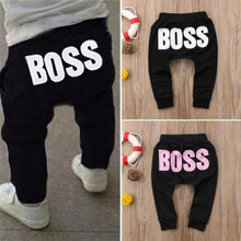 将图片加载到图库查看器，Modern Printed Baby Letter BOSS Pants Cotton Baby Pants / Casual Trousers for Boy and Girl Clothes
