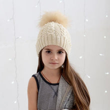 将图片加载到图库查看器，Winter Warm Baby Hat Fur Pompom Knitted Baby Hat Cap Infant Toddler Kids Hat Beanie In Modern Designer Style
