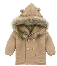 Load image into Gallery viewer, Modern Winter Warm Knit Cardigan Long Sleeve Hooded Sweaters for Newborn Infant Jacket And Coat Combination Clotes
