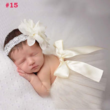 将图片加载到图库查看器，Luxury Modern Elegant Baby Girl Tulle Tutu Skirt and Flower Headband Set Newborn Dress With Big Bow And With Headband

