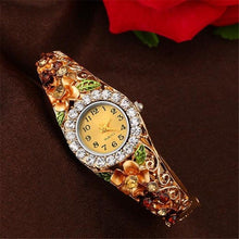 将图片加载到图库查看器，Elegant  Watch Gold Luxury Women Watch Colorful Abstract Enamel Paint Crystal Rhinestone Bangle Wristwatches Bracelet Watch For Women Ladies and Girls
