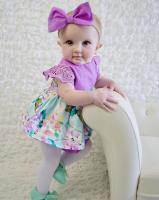 Load image into Gallery viewer, Summer Princess Floral Romper Dress For Baby Girl with Lace Sleeve+Headband For Little Princess
