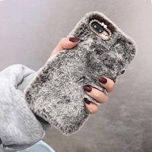 Load image into Gallery viewer, Cute Stuffed Plush Fluffy Case For iPhone 13 12 11 Pro XS Max X XR 12Mini Rabbit Ears Furry fluffy Fur Plush Warm Cover for iPhone 6 6S 7 8 Plus Phone Case
