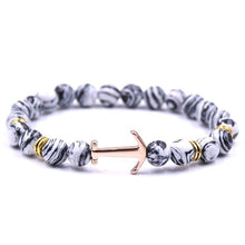 Load image into Gallery viewer, Modern Color Natural Stone Amazing Anchor Elegant Bracelet Nice Arrow White Black Onyx Lava Beads Luxury Bracelets For Women And Men Jewelry

