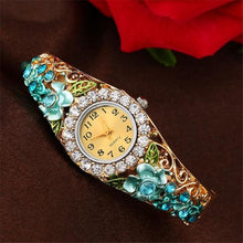 将图片加载到图库查看器，Elegant  Watch Gold Luxury Women Watch Colorful Abstract Enamel Paint Crystal Rhinestone Bangle Wristwatches Bracelet Watch For Women Ladies and Girls
