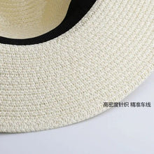 Load image into Gallery viewer, LNPBD Summer fashion white flat brim wide brim women's strawhat women's jazz fedoras hat sun-shading hat beach cap summer

