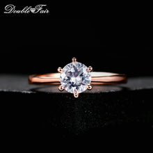 将图片加载到图库查看器，Double Fair 6 Claw 1 Carat Cubic Zirconia Wedding Engagement Rings for Women Solitaire Women's Marriage Ring Jewelry DFR014

