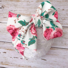 Load image into Gallery viewer, Modern Luxury Newborn Large Bow Cotton Rainbow Print Headwrap Baby Girl Fabric Messy Bow Turban Headband
