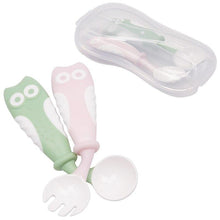 Load image into Gallery viewer, Baby Own Spoon and Fork Set With Travel Safe Case Toddler Babies Children Feeding Training Spoon Easy Grip Heat-Resistant Spoon
