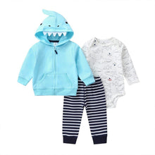 Load image into Gallery viewer, Modern Popular New Set Baby Cotton Long Sleeve Hooded Jacket Pant And Rompers For Newborn Outfits Unisex Clothing
