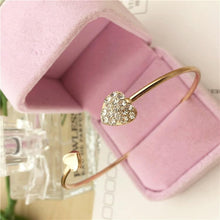 将图片加载到图库查看器，New Fashion Adjustable Stainless Steel Crystal Double Heart Bow Cuff Opening Bracelet For Women Jewelry Gift
