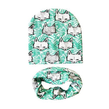将图片加载到图库查看器，Modern Children Girls Cartoon Sheep Printing Cotton Hat and Scarf Animal Pattern Kids Caps Baby Beanie
