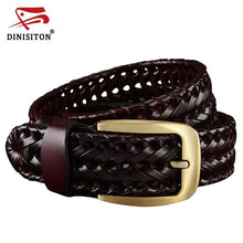 Load image into Gallery viewer, DINISITON Woven belt genuine leather women's straps man belts Wide girdle Male cow skin vintage fashion brand ceinture femme
