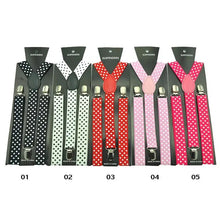 Load image into Gallery viewer, Women'S Men Unisex Shirt Suspenders For Trousers 2.5cm Fashion Polka Dot Pants Holder Y-back Elastic Shoulder Straps Wedding Top
