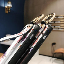 Load image into Gallery viewer, Rose Flowers Wrist Strap Phone Cases For iPhone 13 12 11 14 pro MAX X XR XS MAX 7 8 Plus Cover  Hand Band Cases Soft Full Protection Slim Colorful Protective Phone Case For iPhone
