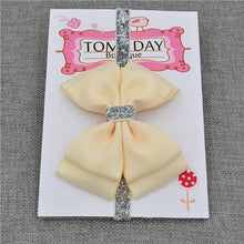 Load image into Gallery viewer, Luxury New Baby Hair Bow Flower Headband Silver Ribbon Hair Band Handmade Hair Accessories Bow for Children
