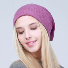 Load image into Gallery viewer, Geebro Women's Plain Beanie Hat Spring Cotton Slouchy Beanie for Women Knitted Bone Hat Ladies Black Skullies Cap JS293A
