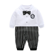 Load image into Gallery viewer, Modern Printed Jumpsuits Gentleman Autumn Long Sleeves Rompers Cotton Baby Clothes for Boys and Girls Outfits Style
