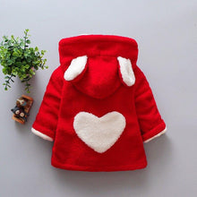 Load image into Gallery viewer, Baby Girls Winter Coats Newborn Baby Thick Velvet Outerwear For  Toddler Hoodies For Girls With Heart Print Design For Girls And Babies
