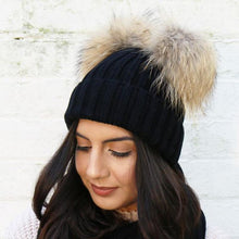 将图片加载到图库查看器，Fashion Parent-child Caps Cute Infant Baby Pom Pom Cap Winter Double Fur Ball Hat Baby Mom Warm Knitted Hat
