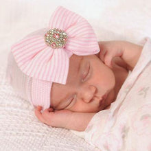 Load image into Gallery viewer, Luxury Modern Diamon Cute Newborn Baby Infant Girl Toddler Comfy Bowknot Hospital Cap Beanie Hat Bow For Baby Kids
