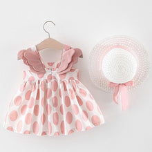 Load image into Gallery viewer, Luxury Modern Baby Girls Dresses With Hat 2pcs Clothes Sets Kids Clothes Baby Sleeveless Dress Print Floral Fruit Design Style

