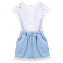 将图片加载到图库查看器，Toddler Kid Girl Ruffles Tops T-shirt  Strap Dress Outfit Cute Clothes Set Perfect Gift Unique Design
