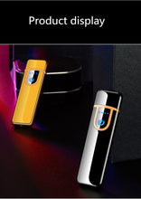将图片加载到图库查看器，Luxury Modern USB Charging Electronic Lighter Windproof Slim Man Colorful Cigarette Lighter WIth Touch Sensor And Dragon Gravure Excellent for Gift
